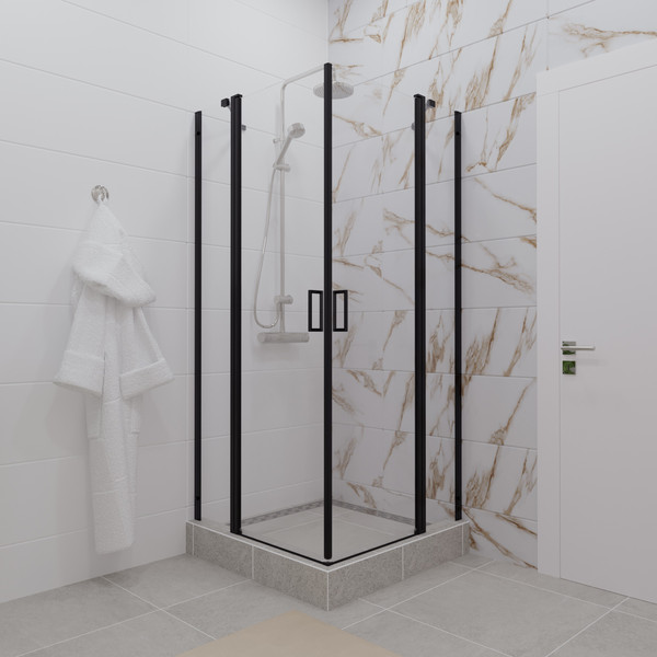 Изображение товара Душевой уголок Triton Тау-Блэк 90x90 (черный, без поддона)