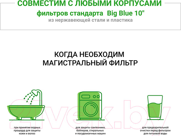 Изображение товара Модуль сменный фильтрующий магистральный Гейзер PP 10-10BB (для холодной воды)