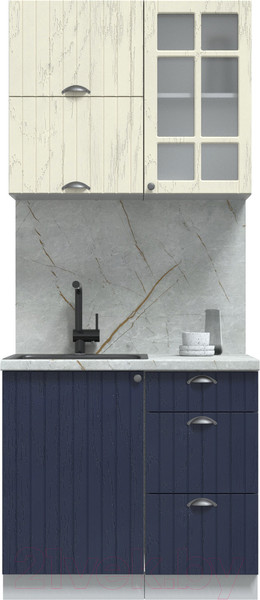 Изображение товара Кухонный гарнитур Интерлиния Берес 0.9Б (дуб снежный/дуб королевский/серый каспий)