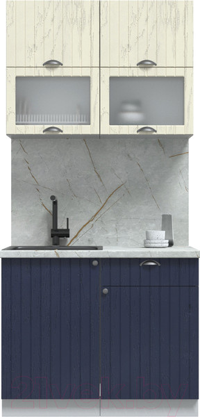 Изображение товара Кухонный гарнитур Интерлиния Берес 1.0Б (дуб снежный/дуб королевский/серый каспий)