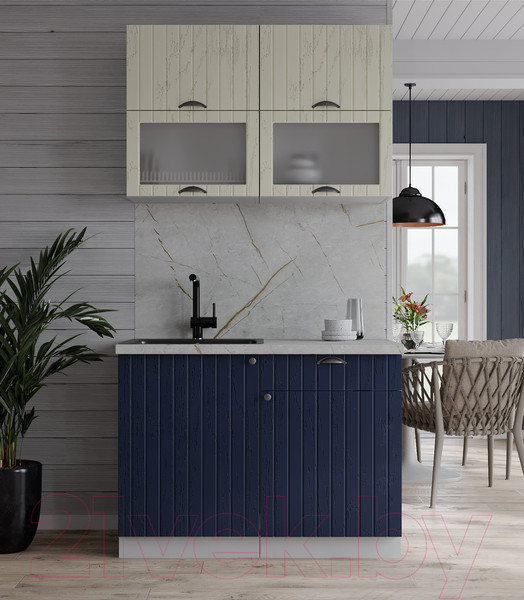 Изображение товара Кухонный гарнитур Интерлиния Берес 1.0Б (дуб снежный/дуб королевский/серый каспий)