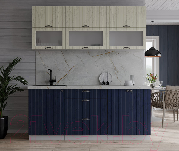 Изображение товара Кухонный гарнитур Интерлиния Берес 1.7Б (дуб снежный/дуб королевский/серый каспий)