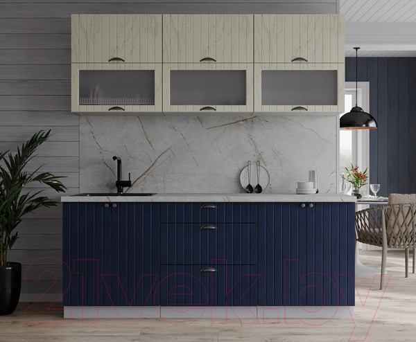 Изображение товара Кухонный гарнитур Интерлиния Берес 1.8Б (дуб снежный/дуб королевский/серый каспий)