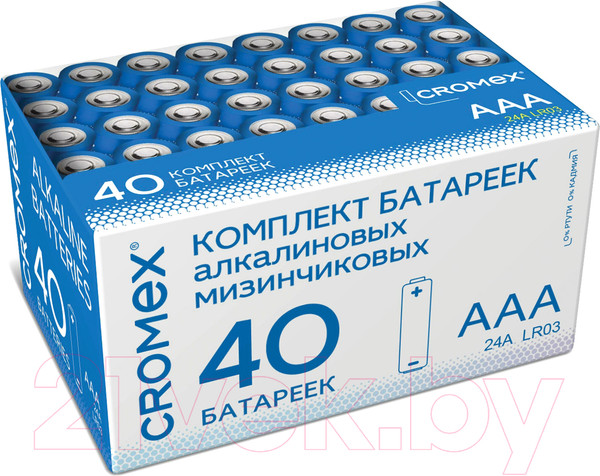 Изображение товара Комплект батареек Cromex Alkaline. Ааа LR03 24А / 455596 (40шт)