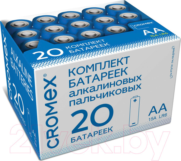 Изображение товара Комплект батареек Cromex Alkaline. Аа LR6 15А / 455593 (20шт)