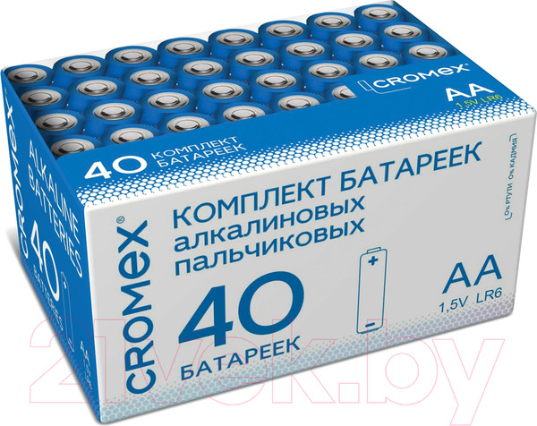 Изображение товара Комплект батареек Cromex Alkaline. Аа LR6 15А / 455594 (40шт)