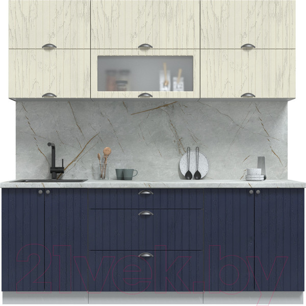 Изображение товара Кухонный гарнитур Интерлиния Берес 2.1Б (дуб снежный/дуб королевский/серый каспий)