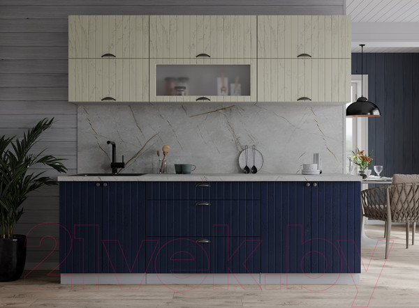 Изображение товара Кухонный гарнитур Интерлиния Берес 2.1Б (дуб снежный/дуб королевский/серый каспий)