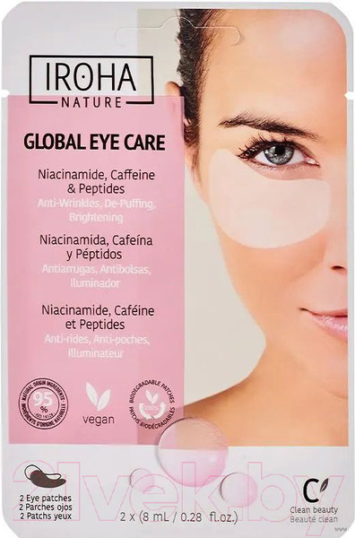 Изображение товара Патчи под глаза Iroha Nature Global Eye Care Niacinamide Caffeine & Peptides (2шт)