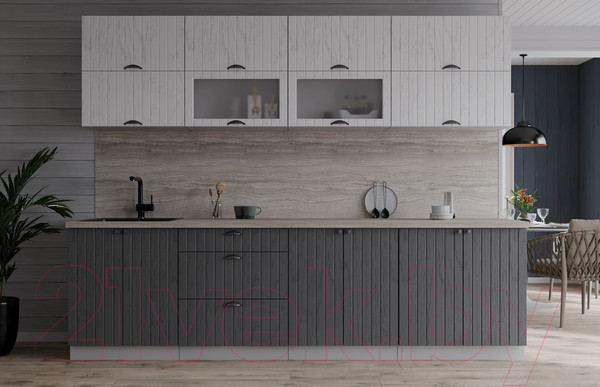 Изображение товара Кухонный гарнитур Интерлиния Берес 2.5Б (дуб полярный/дуб серый/травертин серый)