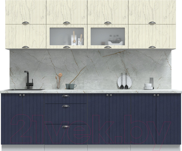 Изображение товара Кухонный гарнитур Интерлиния Берес 2.5Б (дуб снежный/дуб королевский/серый каспий)