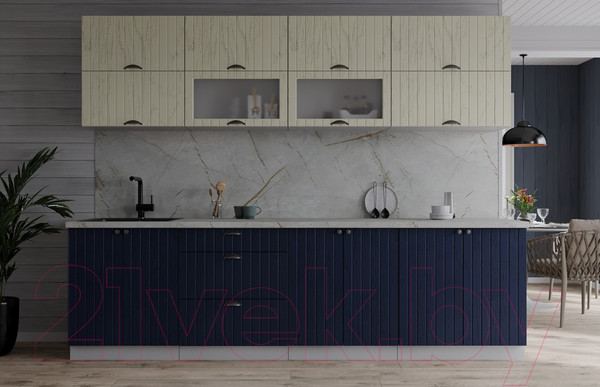 Изображение товара Кухонный гарнитур Интерлиния Берес 2.5Б (дуб снежный/дуб королевский/серый каспий)