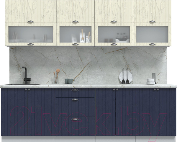 Изображение товара Кухонный гарнитур Интерлиния Берес 2.6Б (дуб снежный/дуб королевский/серый каспий)