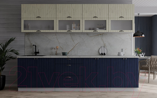 Изображение товара Кухонный гарнитур Интерлиния Берес 2.6Б (дуб снежный/дуб королевский/серый каспий)