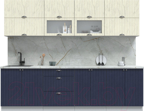 Изображение товара Кухонный гарнитур Интерлиния Берес 2.7Б (дуб снежный/дуб королевский/серый каспий)