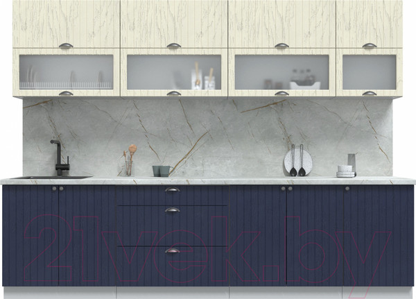 Изображение товара Кухонный гарнитур Интерлиния Берес 2.9Б (дуб снежный/дуб королевский/серый каспий)