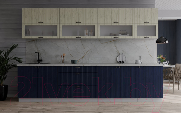 Изображение товара Кухонный гарнитур Интерлиния Берес 2.9Б (дуб снежный/дуб королевский/серый каспий)