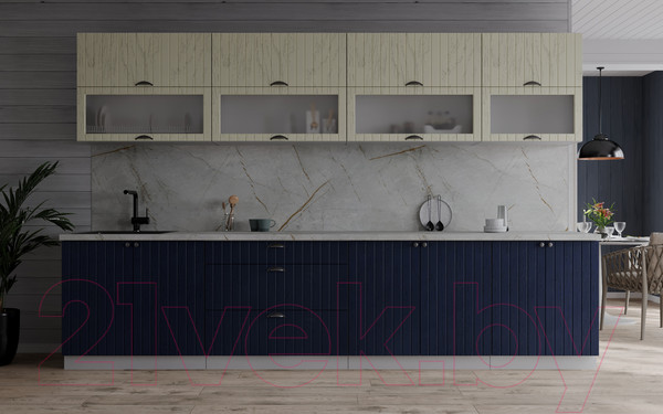 Изображение товара Кухонный гарнитур Интерлиния Берес 3.0Б (дуб снежный/дуб королевский/серый каспий)