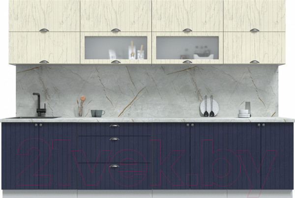 Изображение товара Кухонный гарнитур Интерлиния Берес 3.1Б (дуб снежный/дуб королевский/серый каспий)