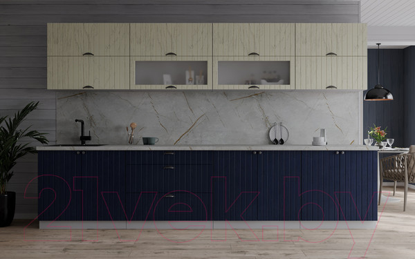 Изображение товара Кухонный гарнитур Интерлиния Берес 3.1Б (дуб снежный/дуб королевский/серый каспий)