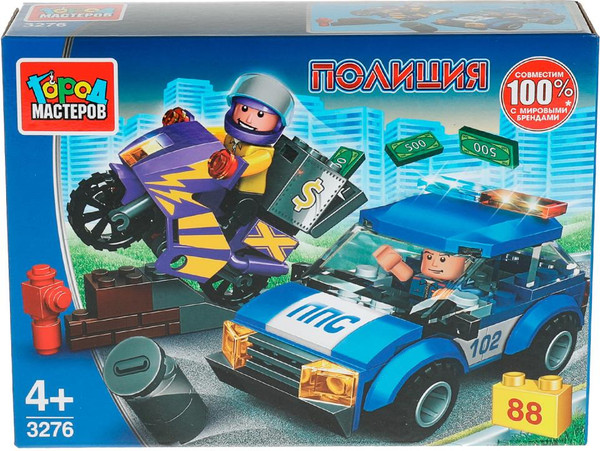 Изображение товара Конструктор Город мастеров Полицейская погоня / 3276-UU (88эл)