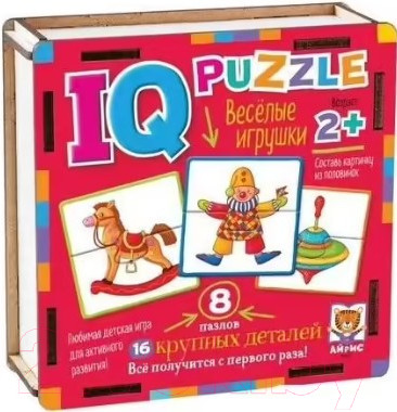Изображение товара Развивающая игра Айрис-пресс IQ пазл деревянный. Веселые игрушки 2+ / 9785811282500