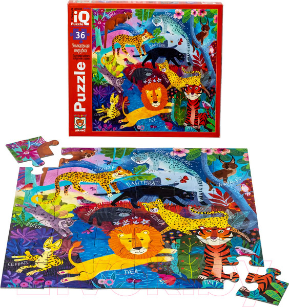 Изображение товара Развивающая игра Айрис-пресс IQ для малышей. Дикие кошки 3+ / 9785811281664 (36эл)