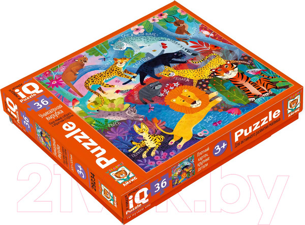 Изображение товара Развивающая игра Айрис-пресс IQ для малышей. Дикие кошки 3+ / 9785811281664 (36эл)