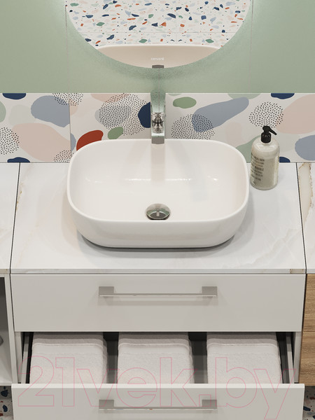 Изображение товара Столешница для тумбы в ванную Cersanit Stone Aura 63854 (светло-серый сатиновый)