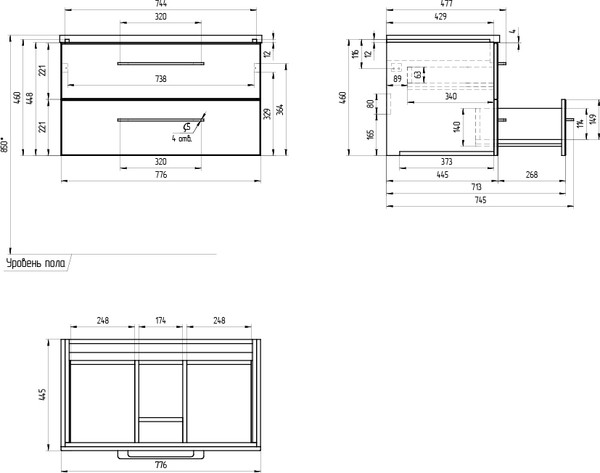 Изображение товара Тумба под умывальник Cersanit Lara 80 Como 80 / 64138 (орех)