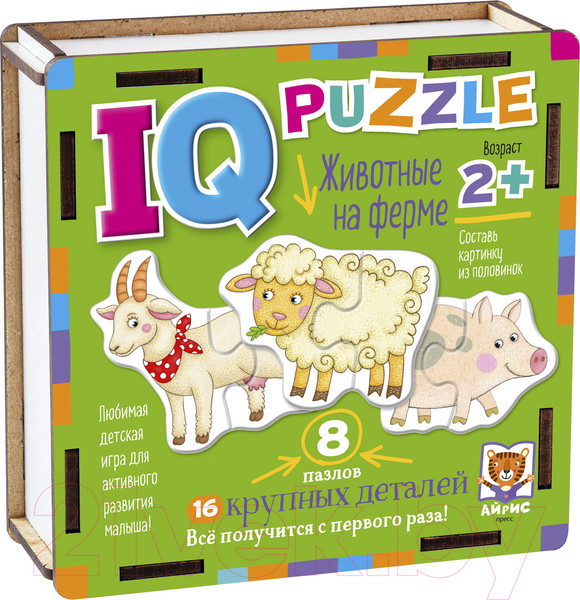 Изображение товара Развивающая игра Айрис-пресс IQ пазл деревянный. Зоопарк 2+ / 9785811282517