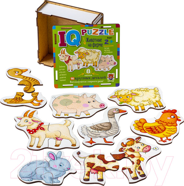 Изображение товара Развивающая игра Айрис-пресс IQ пазл деревянный. Зоопарк 2+ / 9785811282517