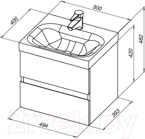 Изображение товара Тумба с умывальником Aquanet Беркли 50 / 306355
