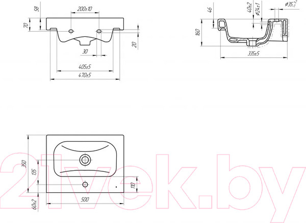 Изображение товара Тумба с умывальником Aquanet Беркли 50 / 306355