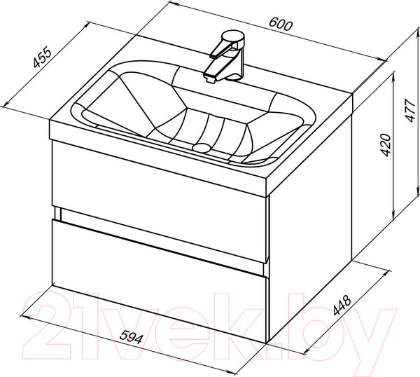 Изображение товара Тумба с умывальником Aquanet Беркли 60 / 306357