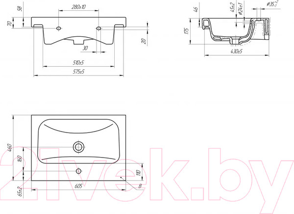Изображение товара Тумба с умывальником Aquanet Беркли 60 / 306357