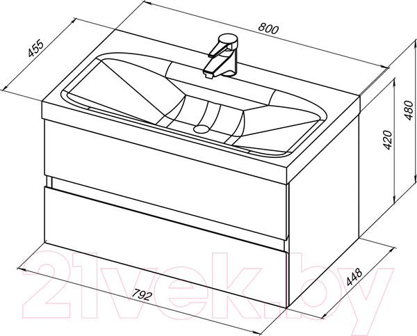 Изображение товара Тумба с умывальником Aquanet Беркли 80 / 306359