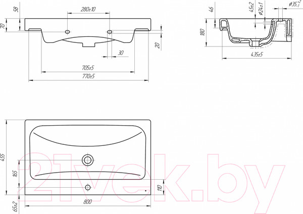 Изображение товара Тумба с умывальником Aquanet Беркли 80 / 306359