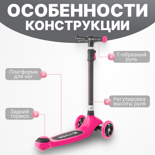 Изображение товара Самокат детский Ricos Frolic SM310 (розовый)