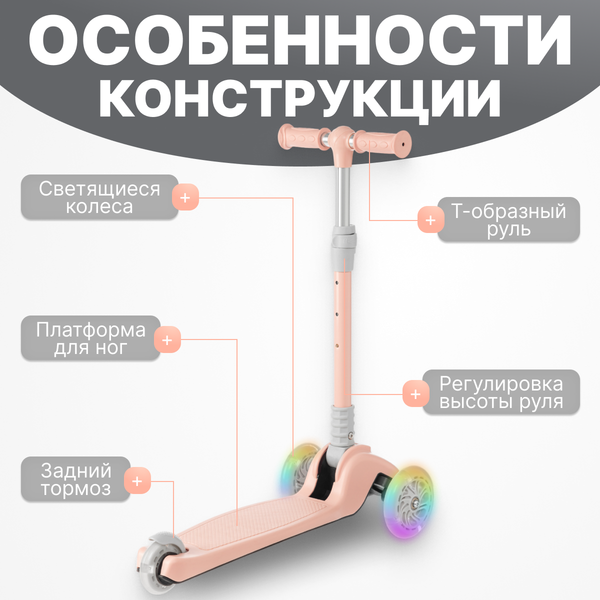 Изображение товара Самокат детский Ricos Vision SM330 (персиковый)