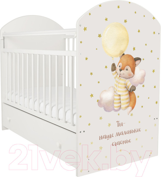 Изображение товара Детская кроватка INDIGO My Sleepy Лисичка маятник и ящик (белый)