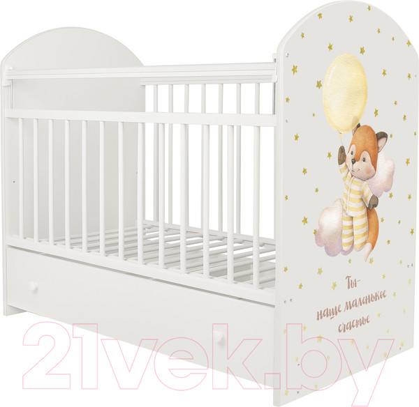 Изображение товара Детская кроватка INDIGO My Sleepy Лисичка маятник и ящик (белый)