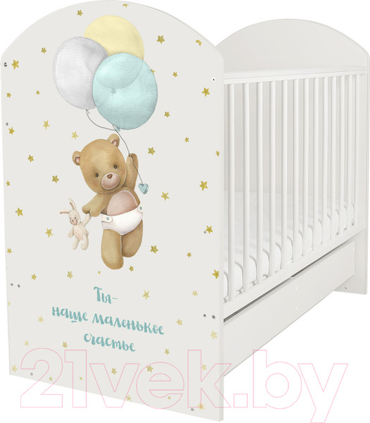 Изображение товара Детская кроватка INDIGO My Sleepy Мишка маятник и ящик (белый)