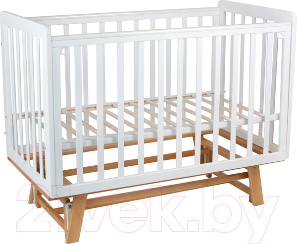 Изображение товара Детская кроватка INDIGO Style на ножках продольный маятник (белый/натуральный)