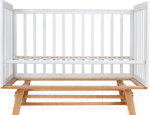 Изображение товара Детская кроватка INDIGO Style на ножках продольный маятник (белый/натуральный)
