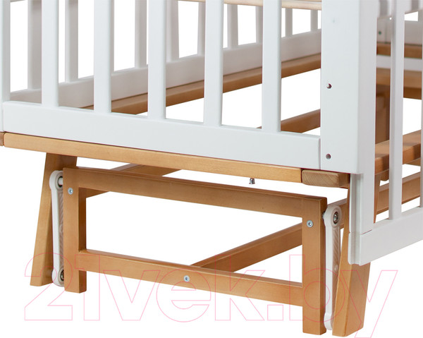 Изображение товара Детская кроватка INDIGO Style на ножках продольный маятник (белый/натуральный)