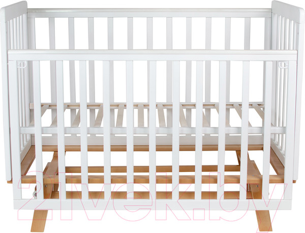 Изображение товара Детская кроватка INDIGO Style на ножках продольный маятник (белый/натуральный)