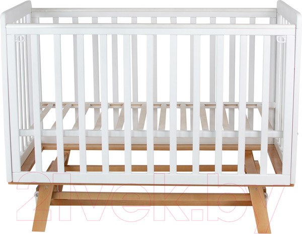 Изображение товара Детская кроватка INDIGO Style на ножках продольный маятник (белый/натуральный)