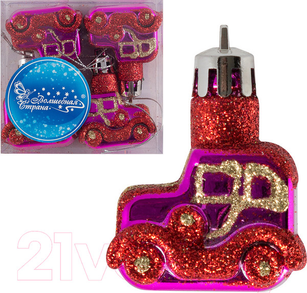 Изображение товара Набор елочных игрушек Волшебная страна Машинки / 007462 (4шт)