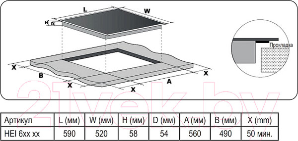 Изображение товара Индукционная варочная панель Evelux HEI 641 W